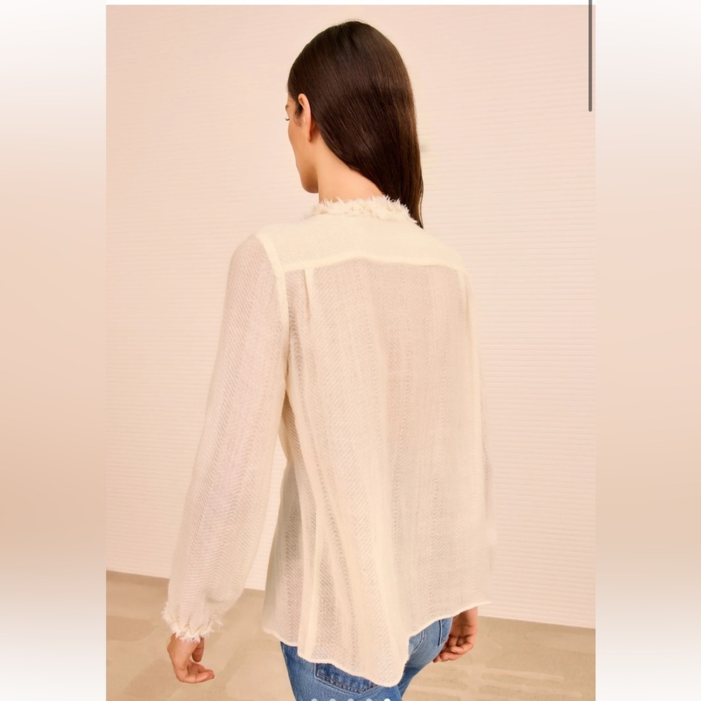 Ulla Johnson Cosmia Tunic Cream Pleated Pintuck Peplum Blouse - Picture 5 of 14